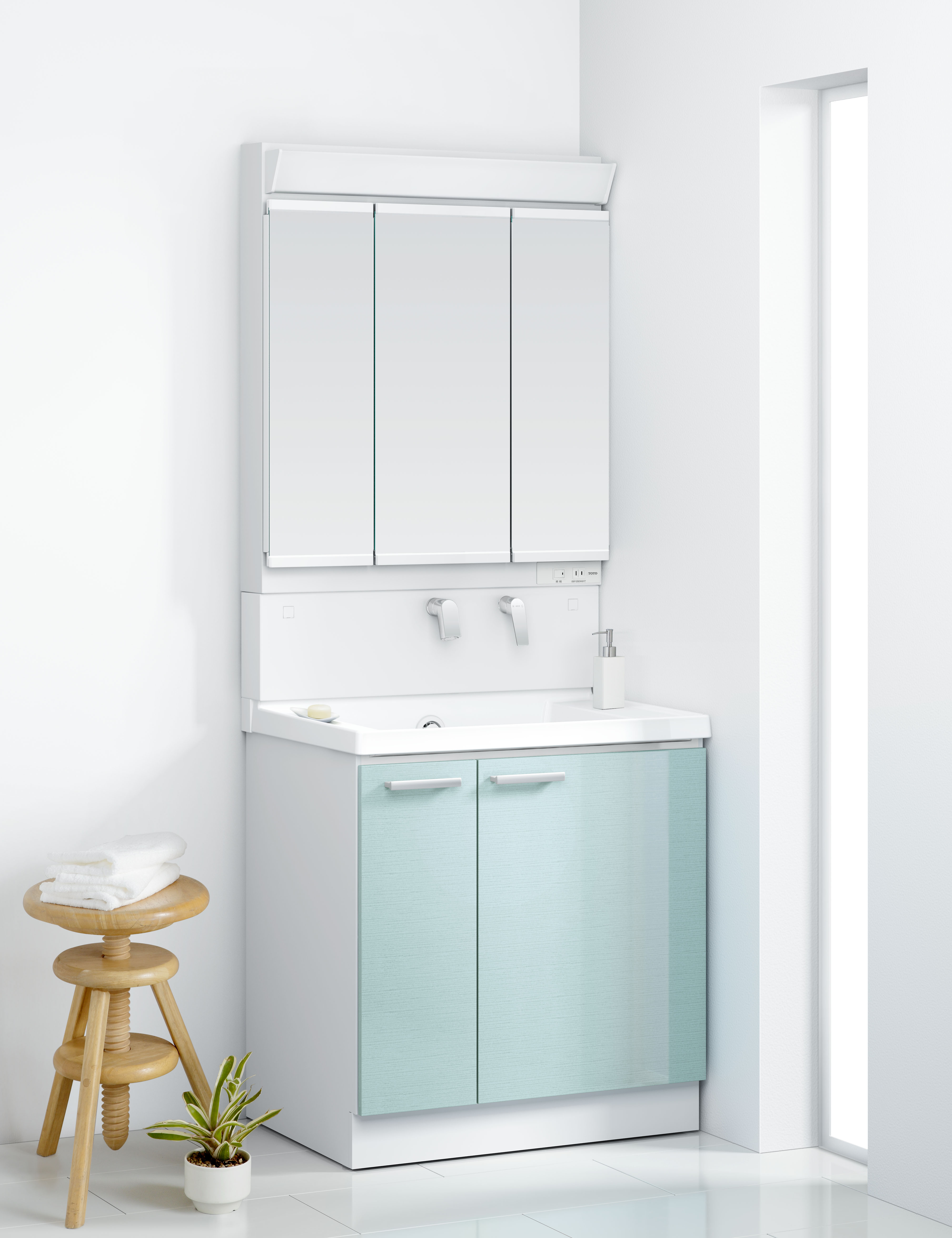 TOTO 洗面化粧台 KZ 間口75cm 3面鏡片引出