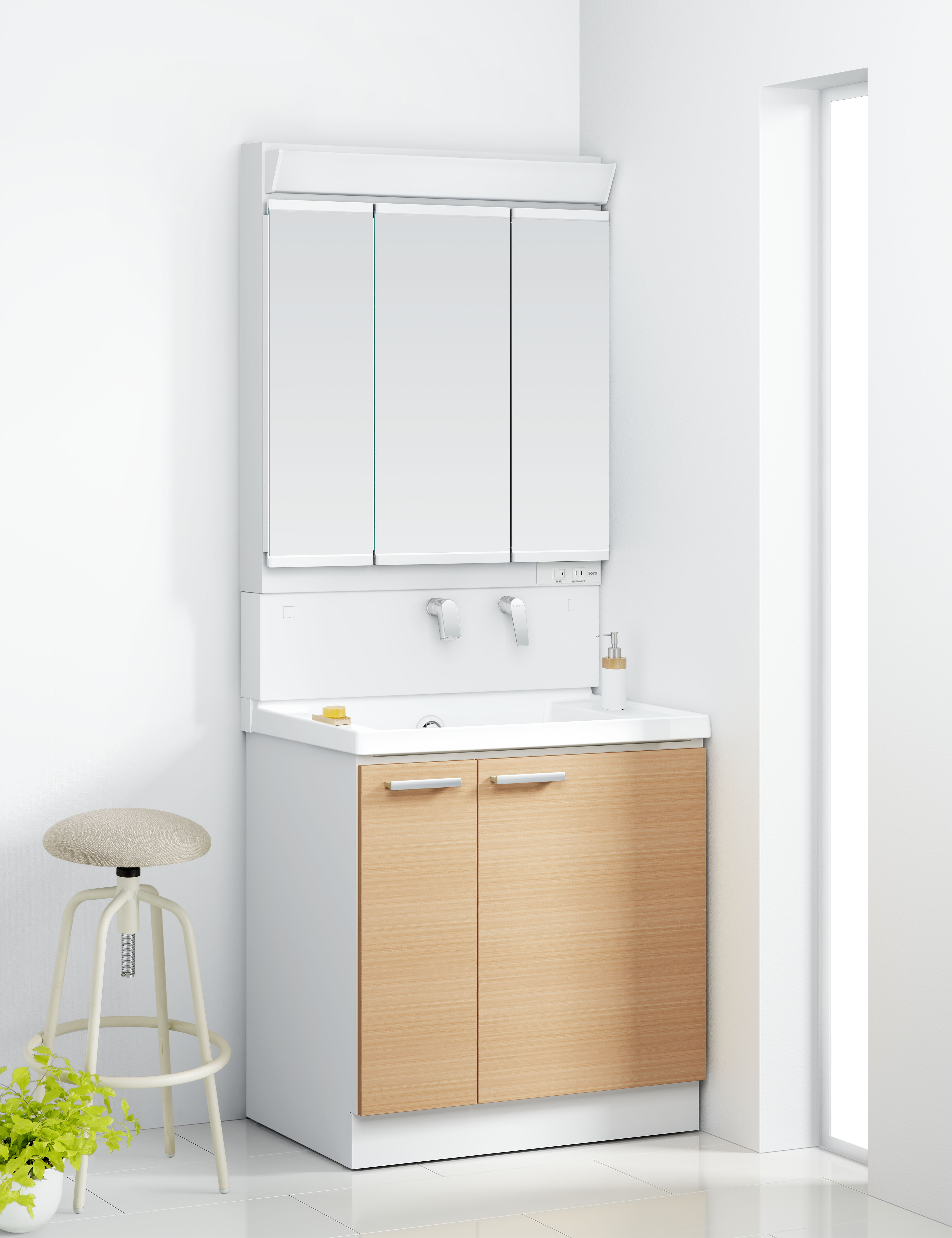 TOTO 洗面化粧台 KZ 間口75cm 3面鏡片引出