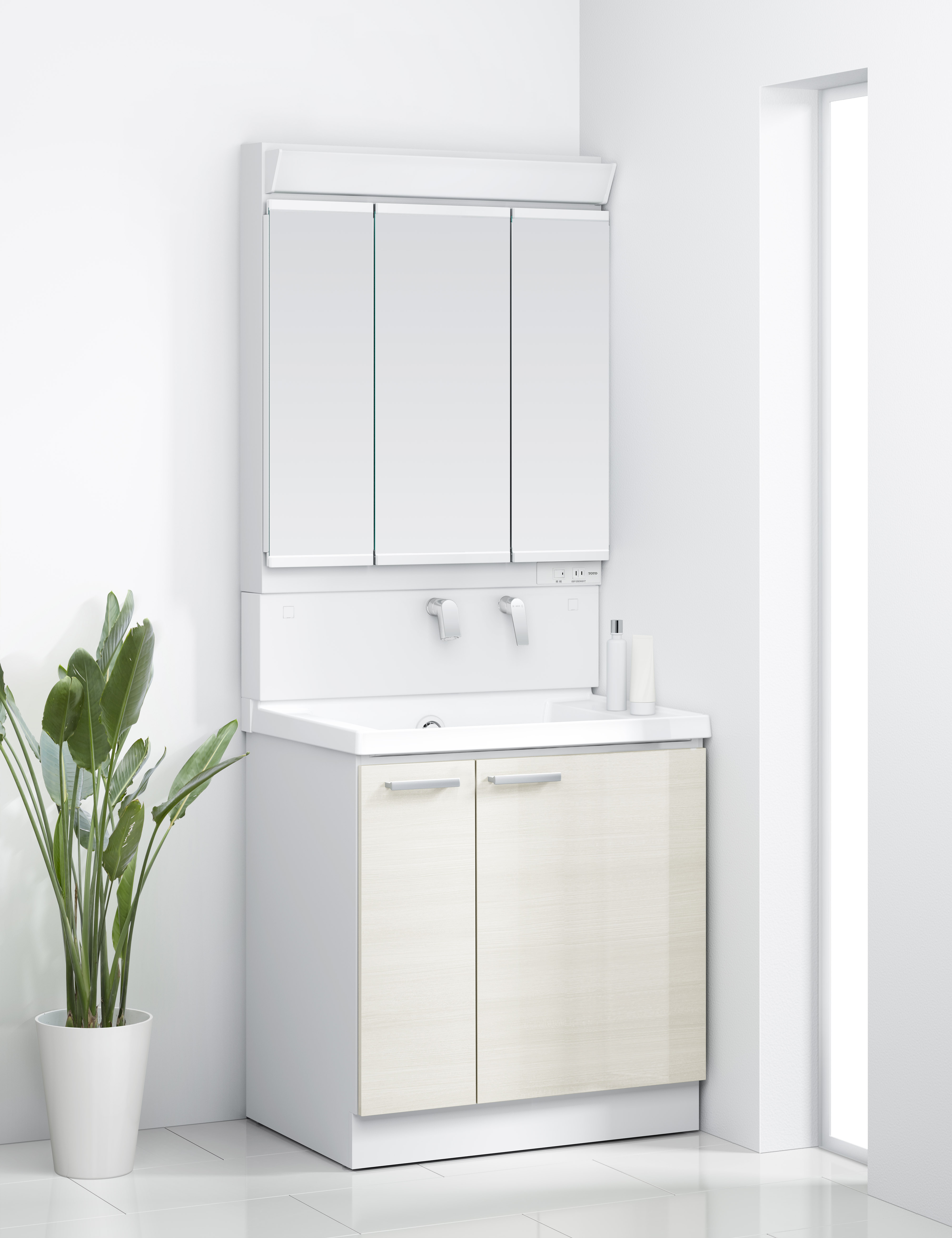 TOTO 洗面化粧台 KZ 間口75cm 3面鏡片引出