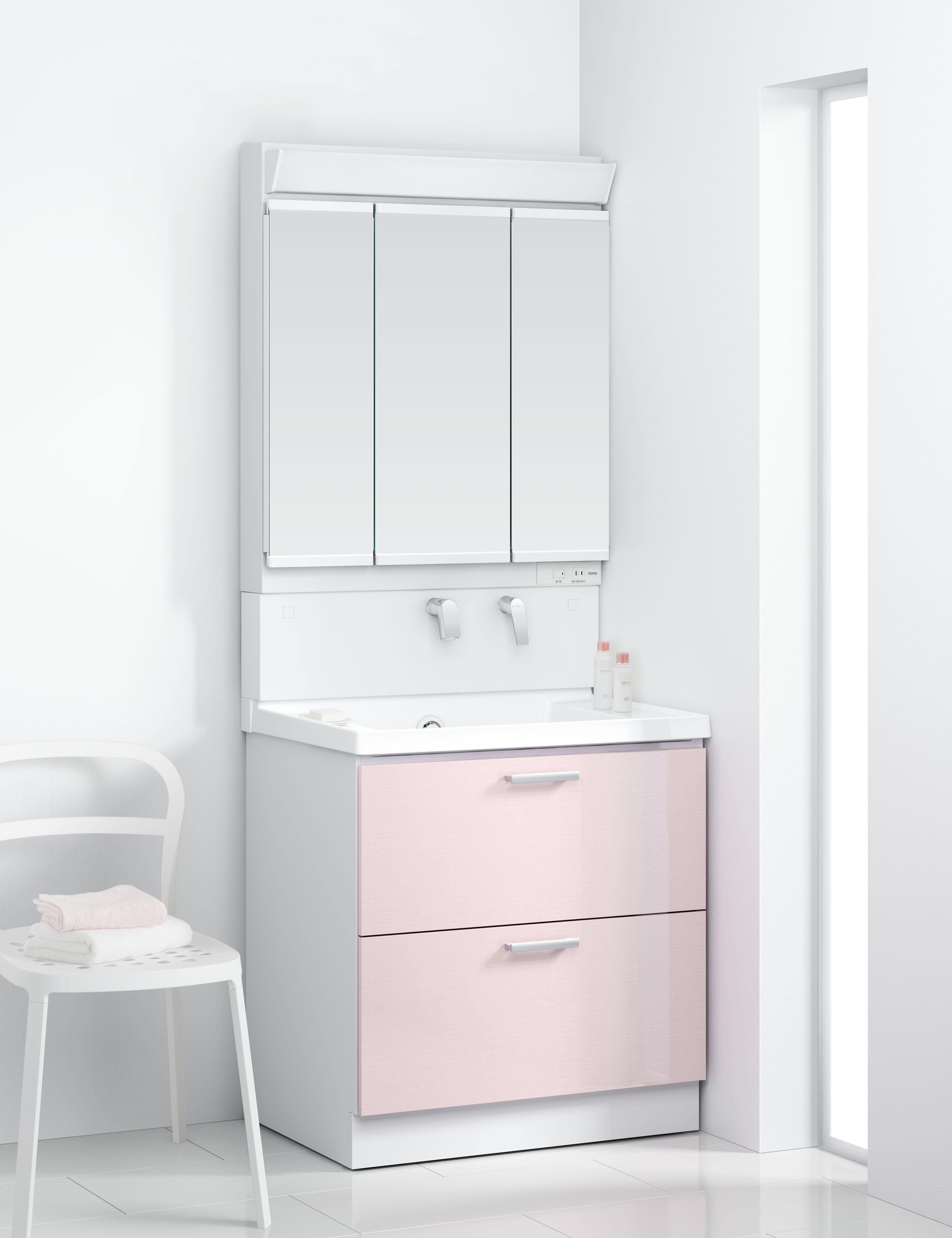 TOTO 洗面化粧台 KZ 間口75cm 3面鏡2段引出