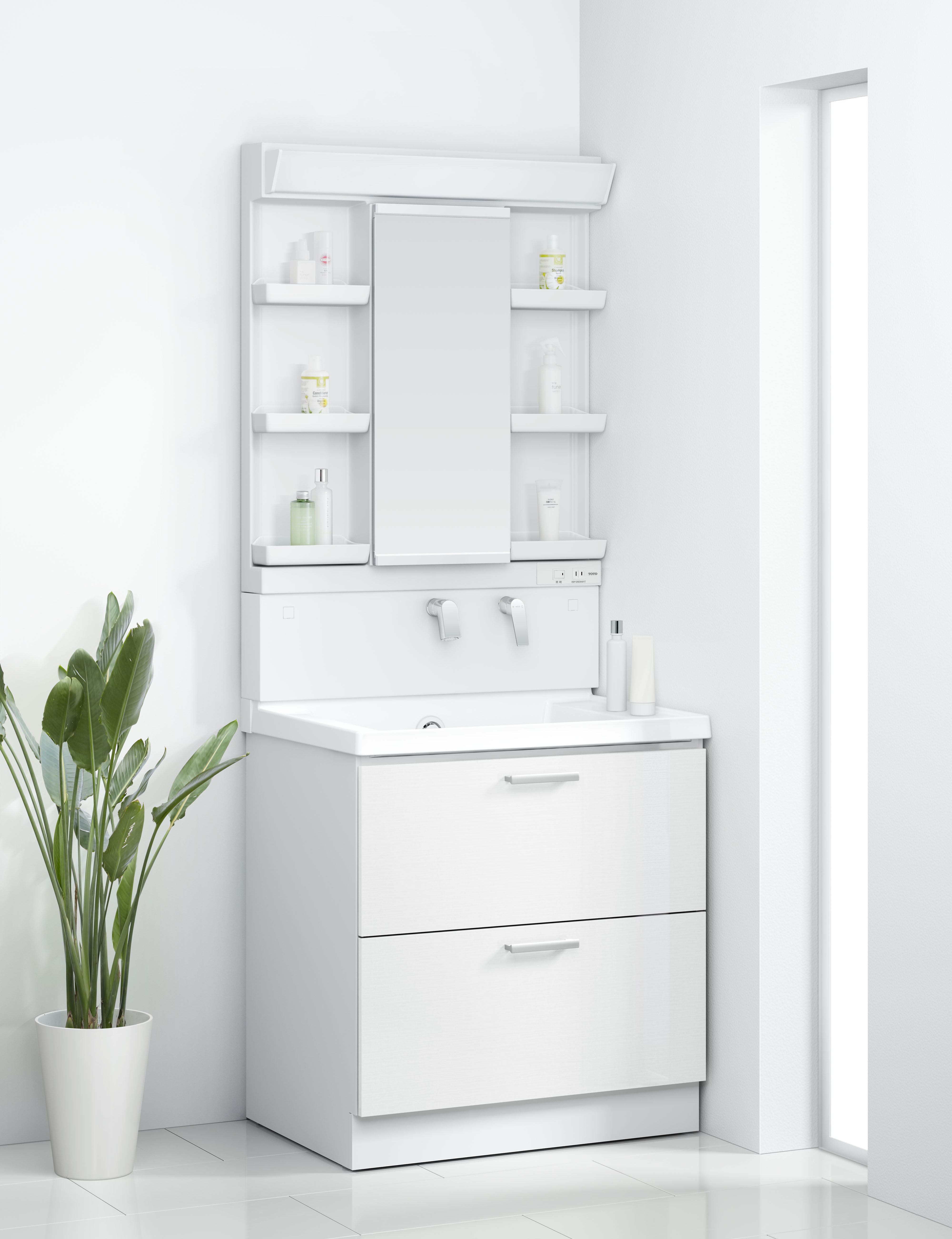 TOTO 洗面化粧台 KZ 間口75cm 1面鏡2段引出