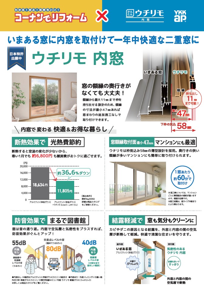 YKKウチリモ内窓カタログの画像